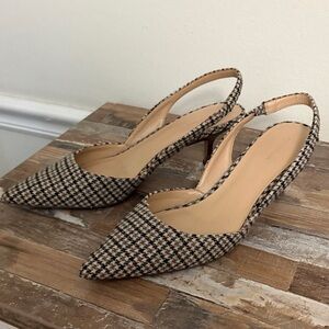 Ann Taylor Houndstooth Slingback Heels 9.5
